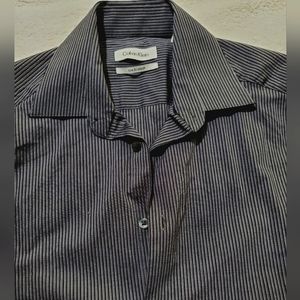 Calvin Klein Men's Black&Gray Striped Shirt Sz15 32/33